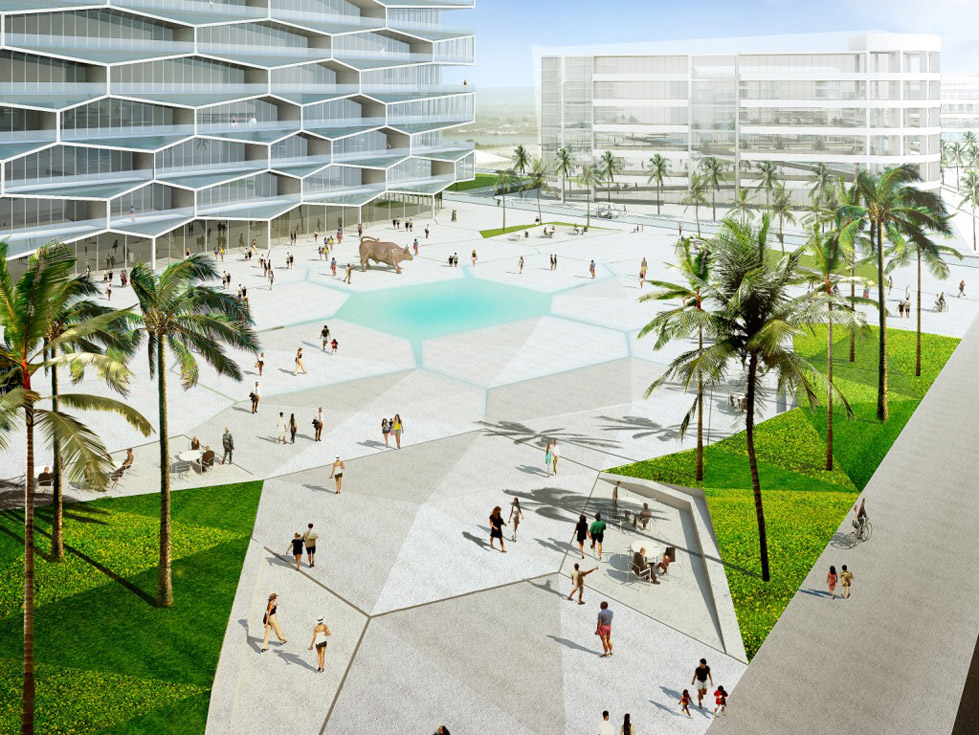 巴哈马的蜂窝表面住宅建筑BIG Designs Centerpiece for a New Resort in the Bahamas (6)